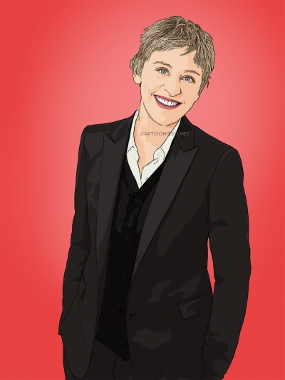 Photo cartoon of Ellen DeGeneres