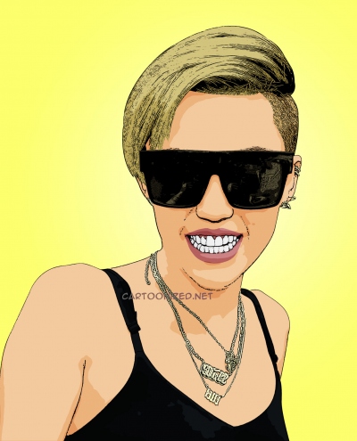 Photo cartoon of Miley Cyrus